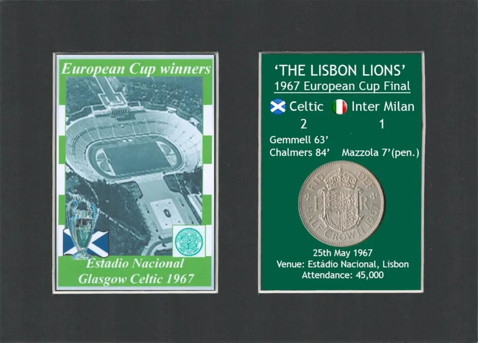 The Stadium Celtic FC European Cup Mount & Original Coin Metal Art Display Set