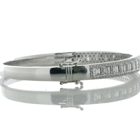 18ct White Gold Channel Set Semi Eternity Diamond Bangle 2.85 Carats