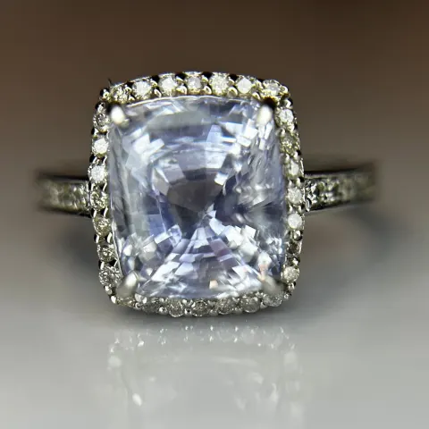Beautiful 4.74 CT  Unheated/Untreated  Ceylon Blue Sapphire  Diamonds & 18k Gold