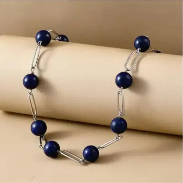 NEW!Lapis Lazuli Necklace (Size - 20) in Stainless Steel