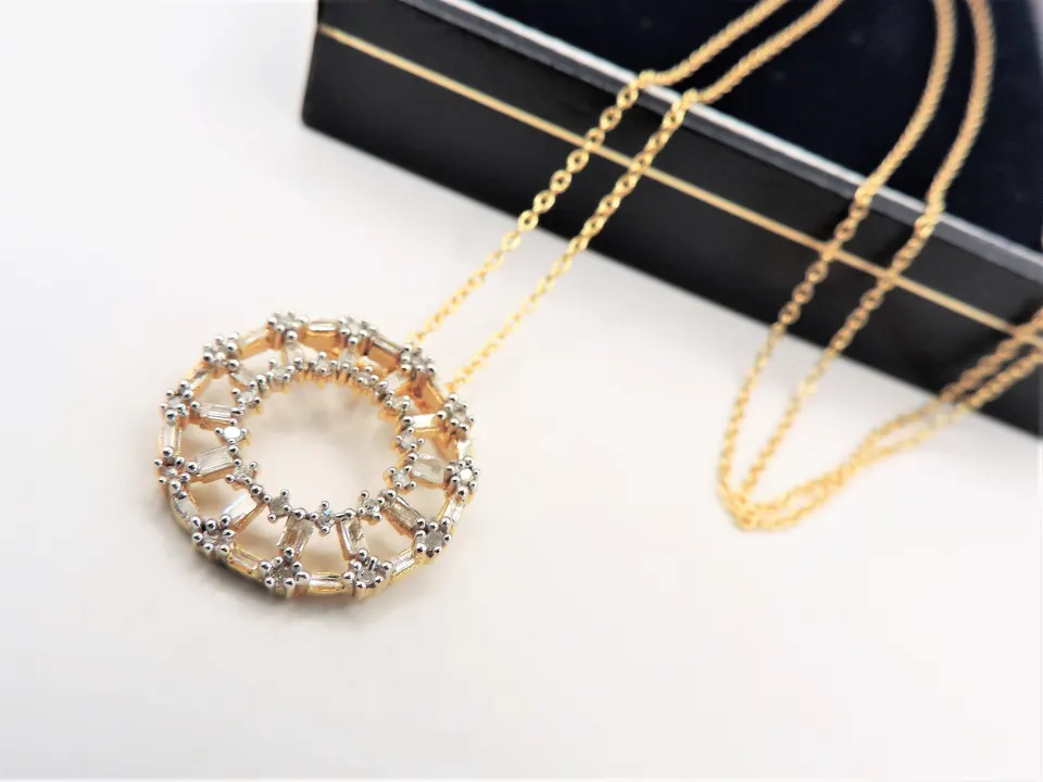 Gold on Sterling Silver Circle of Life Diamond Pendant New with Gift Box