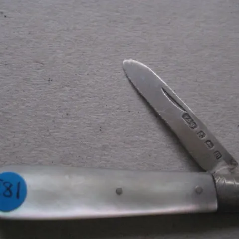 George V Mother of Pearl Hafted Silver Bladed Folding Fruit Knife