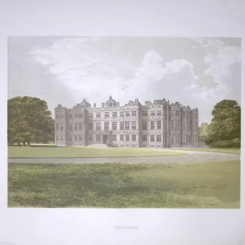 Longleat Wiltshire 160 Years-Old Gilt-Edge Coloured Antique Book Plate-13