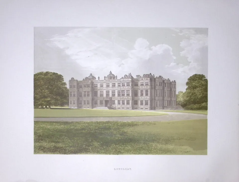 Longleat Wiltshire 160 Years-Old Gilt-Edge Coloured Antique Book Plate-13