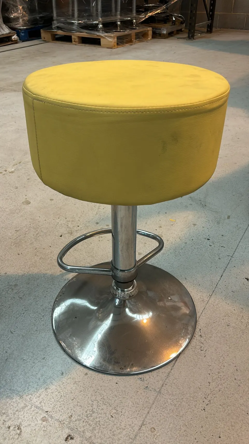 Set of 4 Button Low - High Bar Stools - good clean condition - Yellow