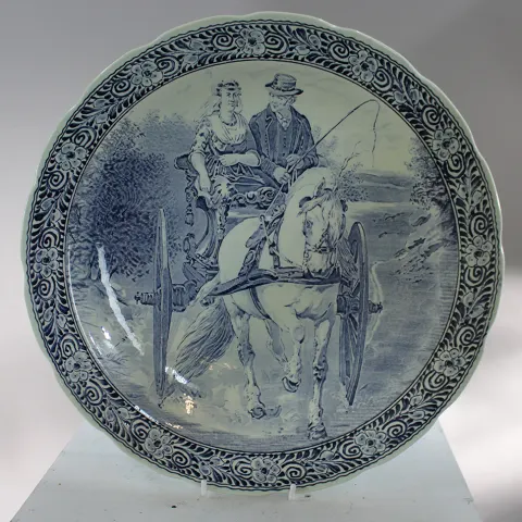 Large 20th c. Boch Delfts Blue & White Charger