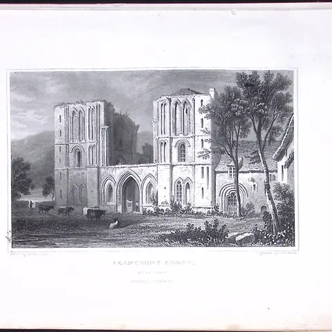 Wales-Llanthony Abbey Brecon Beacons Antique 166-Year-Old Steel Engraving-11a