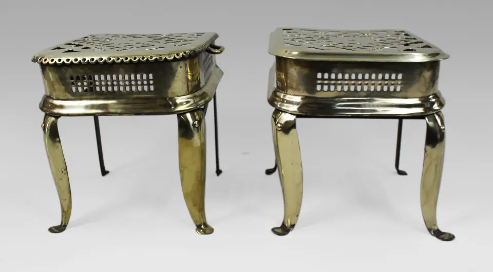 Pair of George III Pierced Brass Footman Trivets