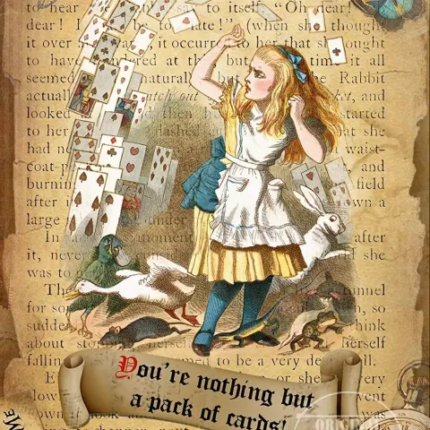 Alice in Wonderland Pack of Cards  Designed Large Metal Wall Art