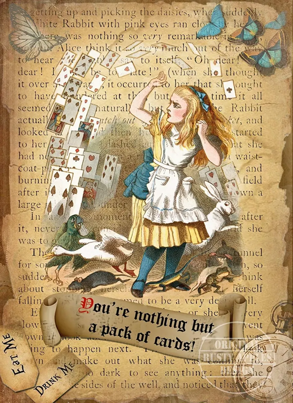 Alice in Wonderland Pack of Cards  Designed Large Metal Wall Art