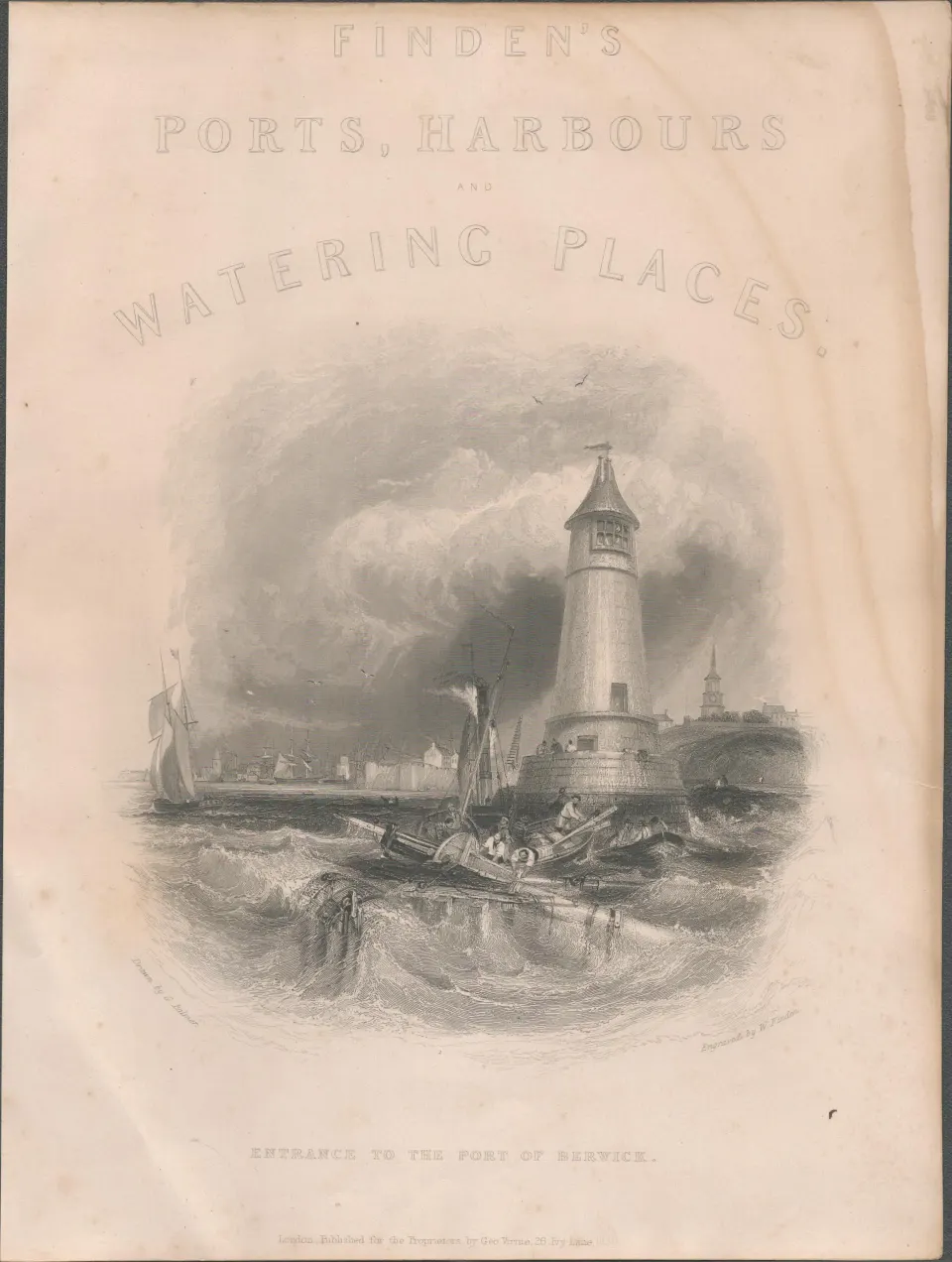 Berwick Upon Tweed Harbour Port Entrance Antique 1842 Steel Engraving.