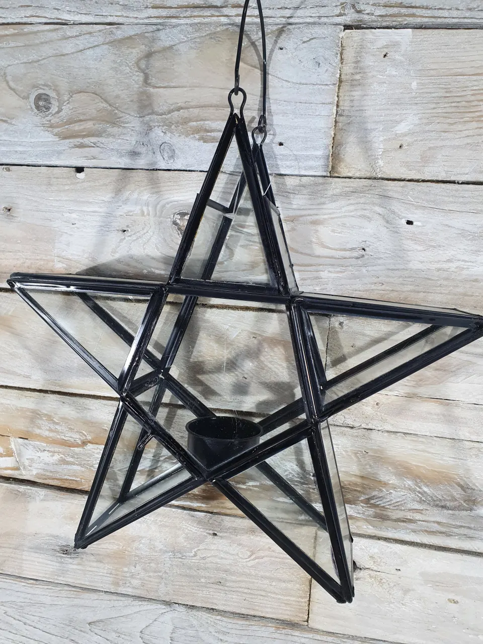 Metal and glass, star candle hanger, from John Lewis. 26cm x 26cm