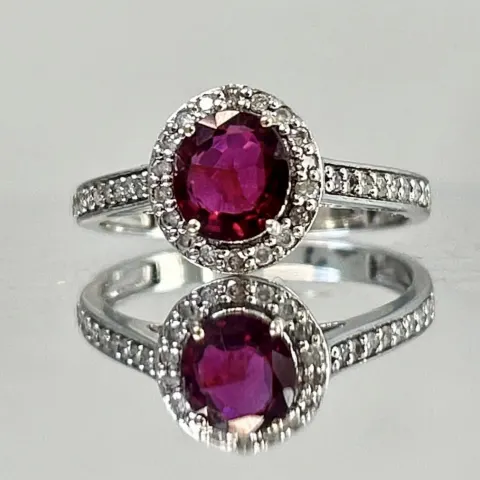 Natural Burma RubyUnheated/Untreated  With Natural Diamonds & 18kGold