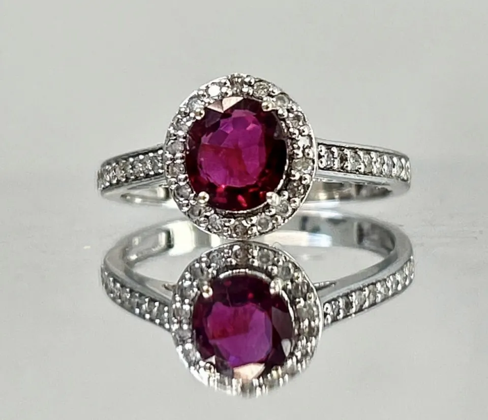 Natural Burma RubyUnheated/Untreated  With Natural Diamonds & 18kGold