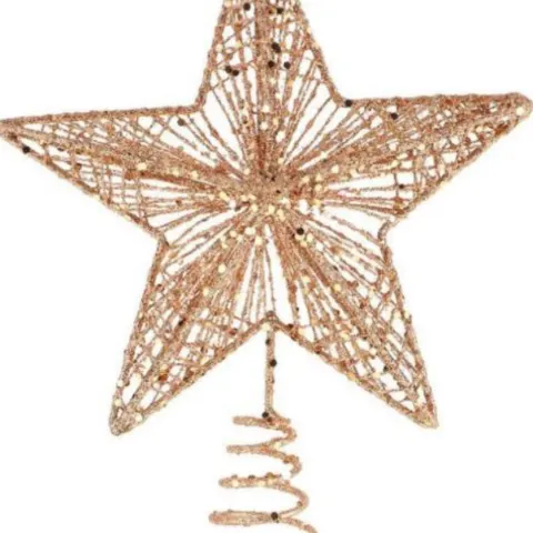 Christmas Tree Top Star Iron Rose Gold Star Christmas Tree Topper Glitter Star Decoration