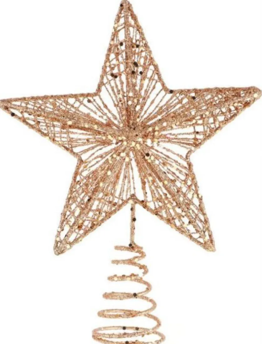 Christmas Tree Top Star Iron Rose Gold Star Christmas Tree Topper Glitter Star Decoration