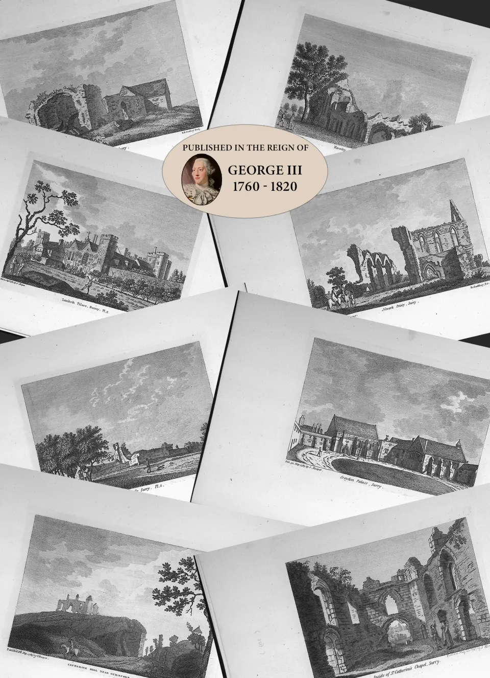 Job Lot Surrey  Francis Grose Antique 230+ Years Old Rare Copper Engravings-2.