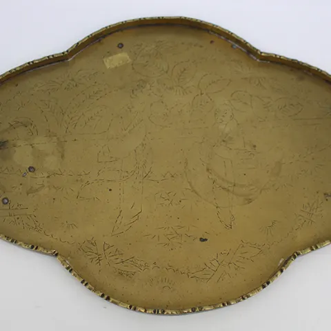 Vintage Brass Oriental Shaped Tray