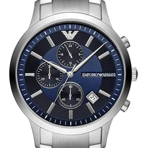 Emporio Armani AR11164 Men's Blue Dial Silver Bracelet Chronograph Watch
