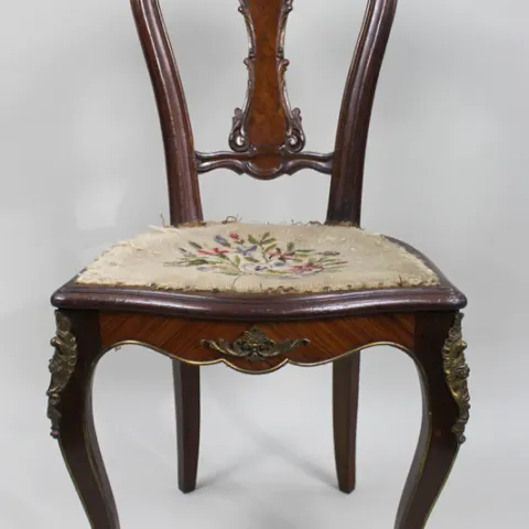 19th Century French Kingwood Parquetry Side Chair with Ormolu Mounts