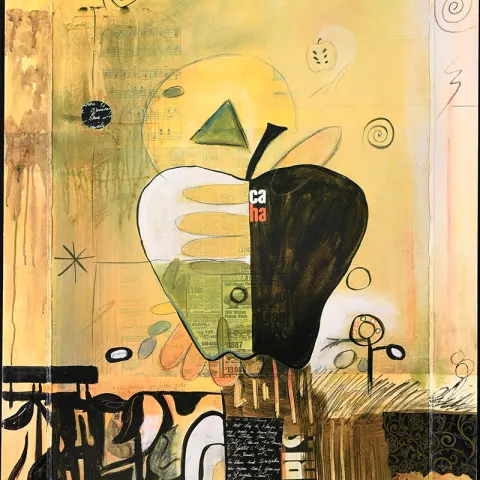Large "Big Apple" Multimedia Art On Canvas.