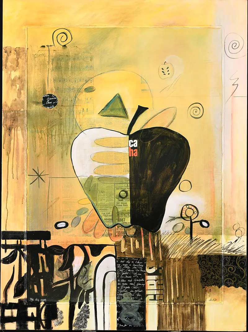 Large "Big Apple" Multimedia Art On Canvas.
