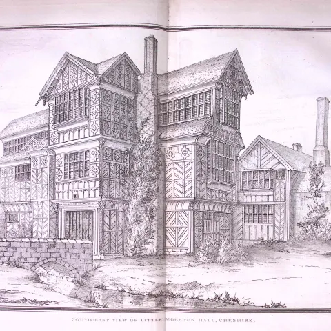 View Moreton Hall Cheshire Antique 216-Year-Old Large Copperplate-22-TR.