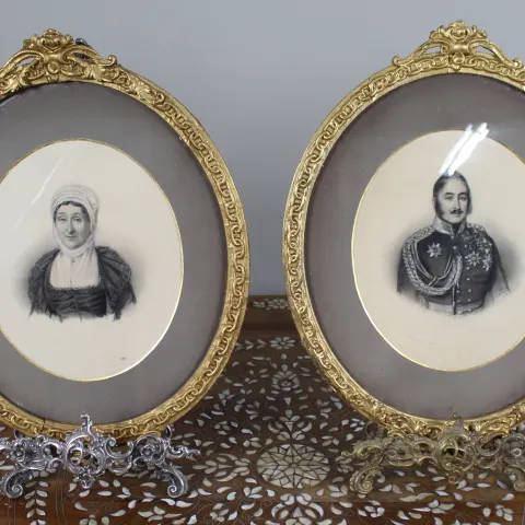 Pair of Mid 19th c. Oval Drawings by C.Reimann