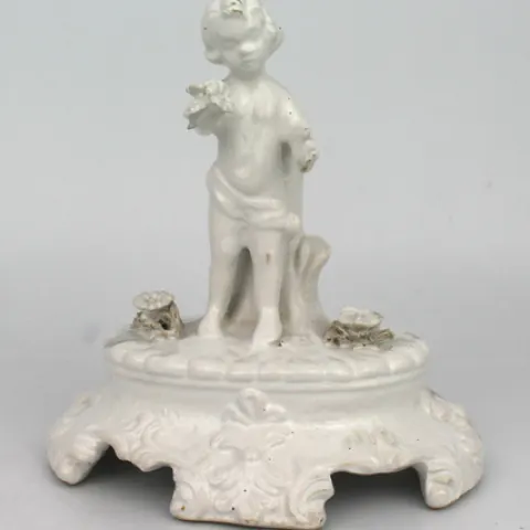 Painted White Porcelain Cherub Figurine