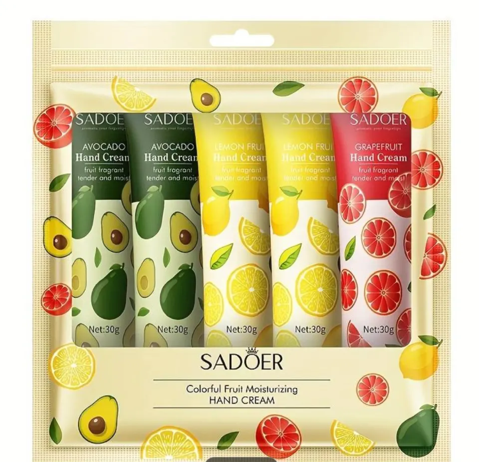 5-Piece Hand Cream Set for Unisex-Adult, Scented Fruit & Floral, Hydrating & Replenishing.