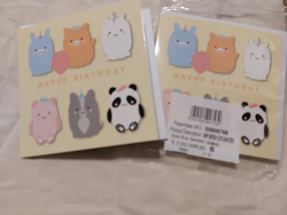 Happy Birthday Cards - Cute characters. £1.50 each RRP.  Box of 48