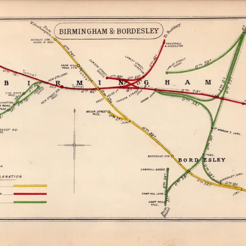 Birmingham & Bordesley Detailed Antique Railway Diagram-7.