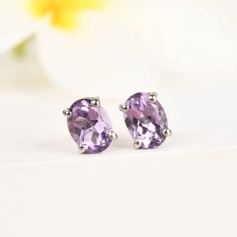 NEW!! Rose De France Amethyst Stud Earrings