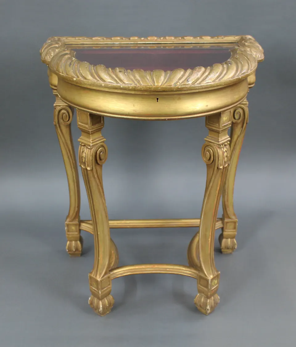 Giltwood Demi-Lune Bijouterie Table, c.1900