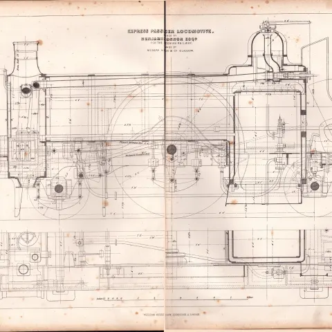 Express Passenger Locomotive Caledonian Railway Antique Scarce Diagram-47.