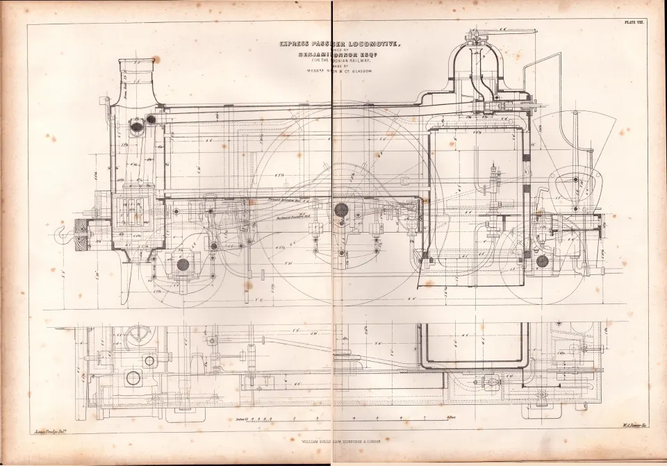 Express Passenger Locomotive Caledonian Railway Antique Scarce Diagram-47.