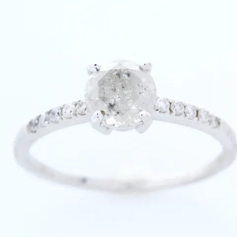 18ct White Gold Single Stone Prong Set With Stone Set Shoulders Diamond Ring (0.95) 1.05 Carats