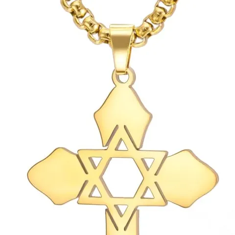 Cross with Star of David Pendant Necklace