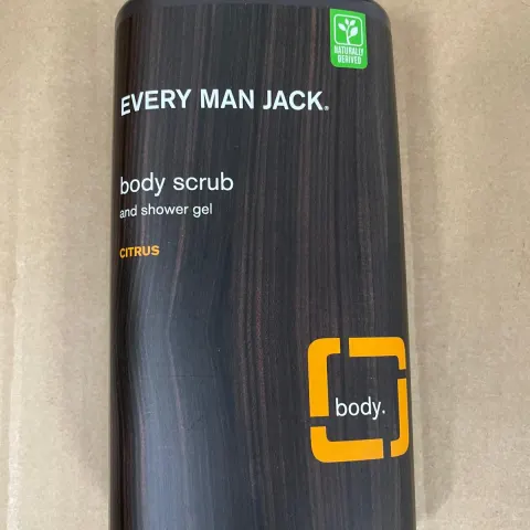 Box of Every Man Jack Citrus Scrub Bodywash x24 Est Retail Value £288