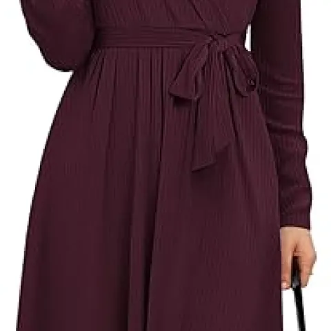 Dress for Women UK Long Sleeve V Neck RRP £22.05 Brown Medium L9c