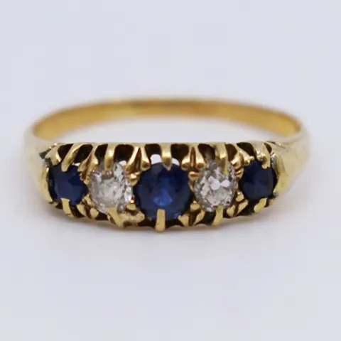 Five Stone Sapphire & Diamond 18ct Gold Ring