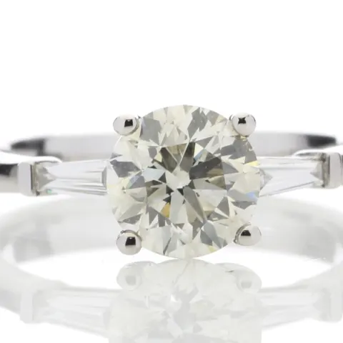 18ct White Gold Single Stone Diamond Ring With Stone Set Shoulders (1.50) 1.62