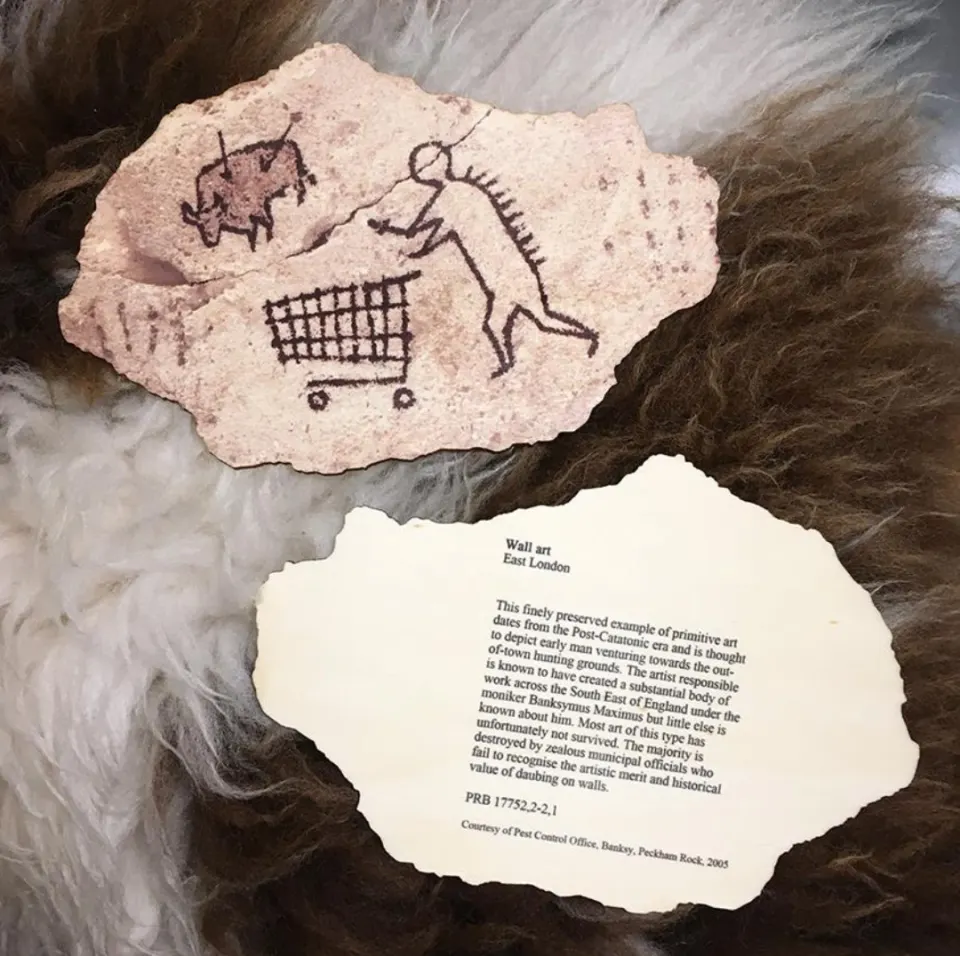 Banksy - Peckham Trollies Wooden Postcard - Limited Edition For British Museum
