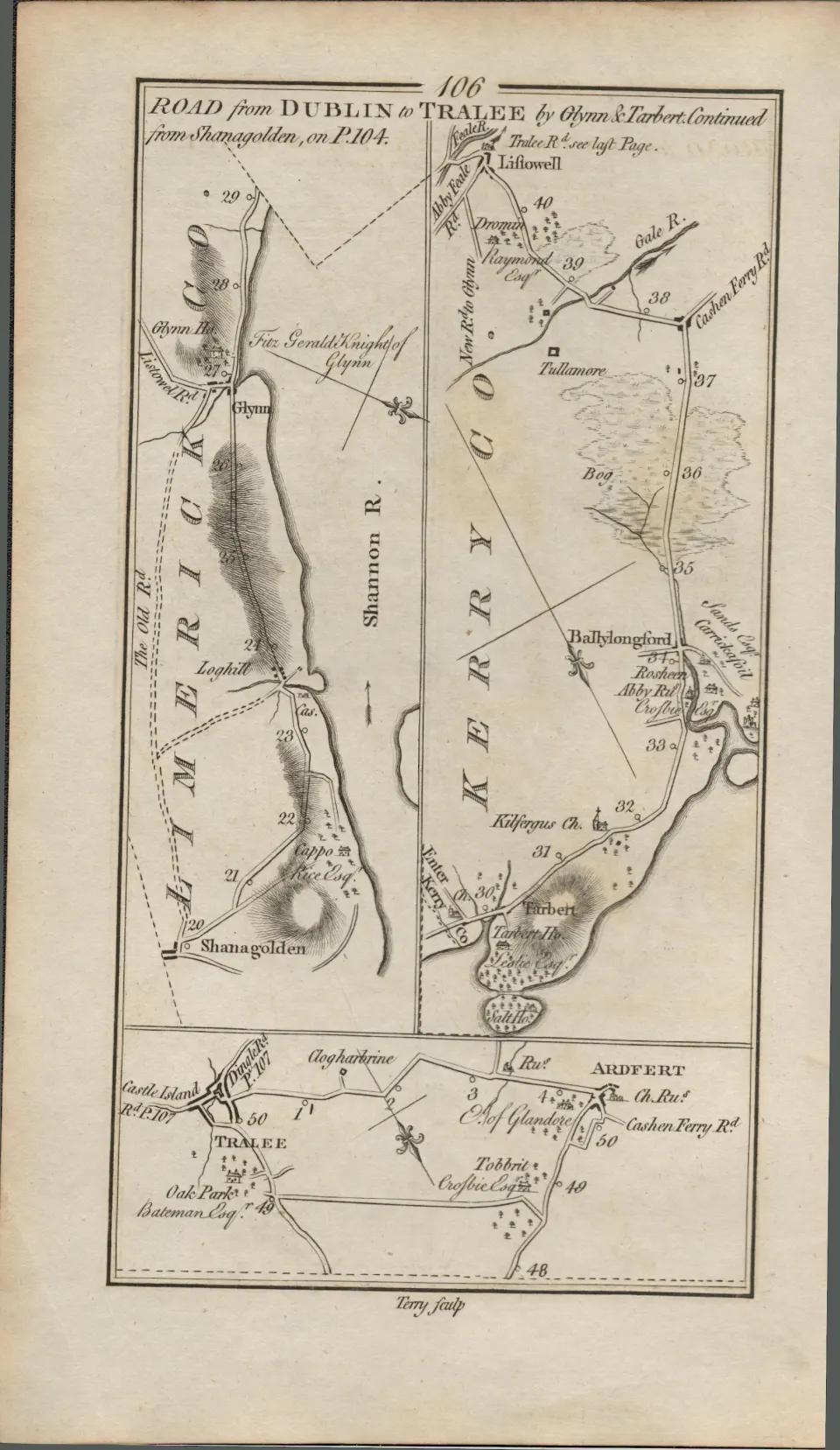 Taylor & Skinner 1777 Ireland Map Kerry Listowel Tralee Limerick Etc.