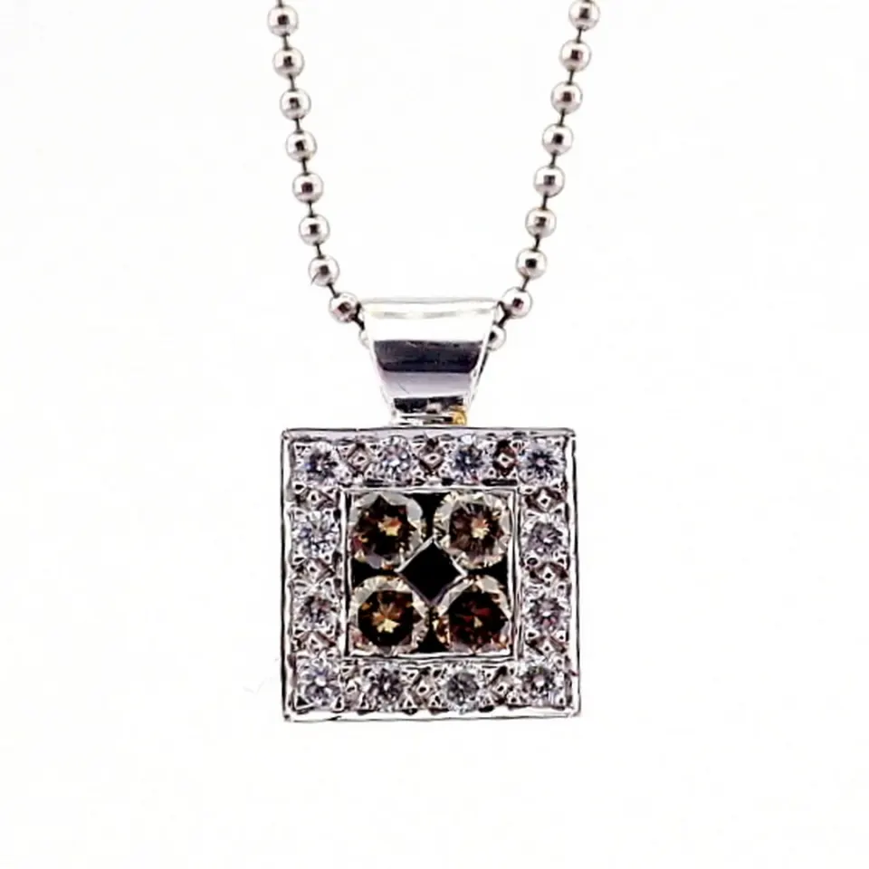 An Exquisite Necklace Detailed With Brown and White Brilliant Diamonds