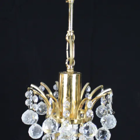 Fine Vintage Crystal Gold Plated Single Light Chandelier