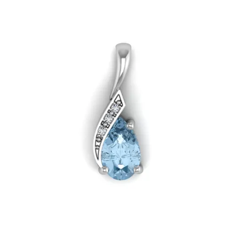 9ct White Gold Diamond And Blue Topaz Pendant