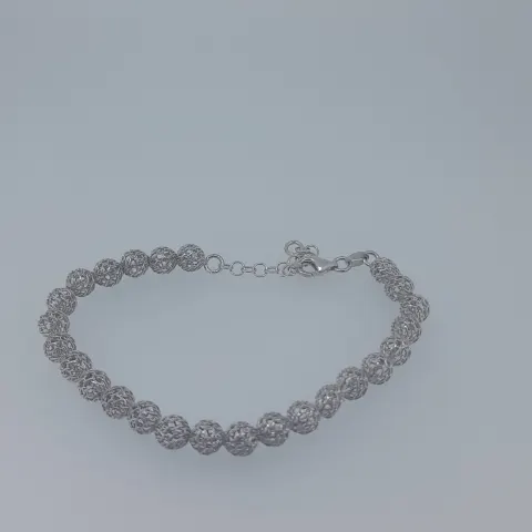 Silver 925 Stamped Pierced Bead Bracelet
