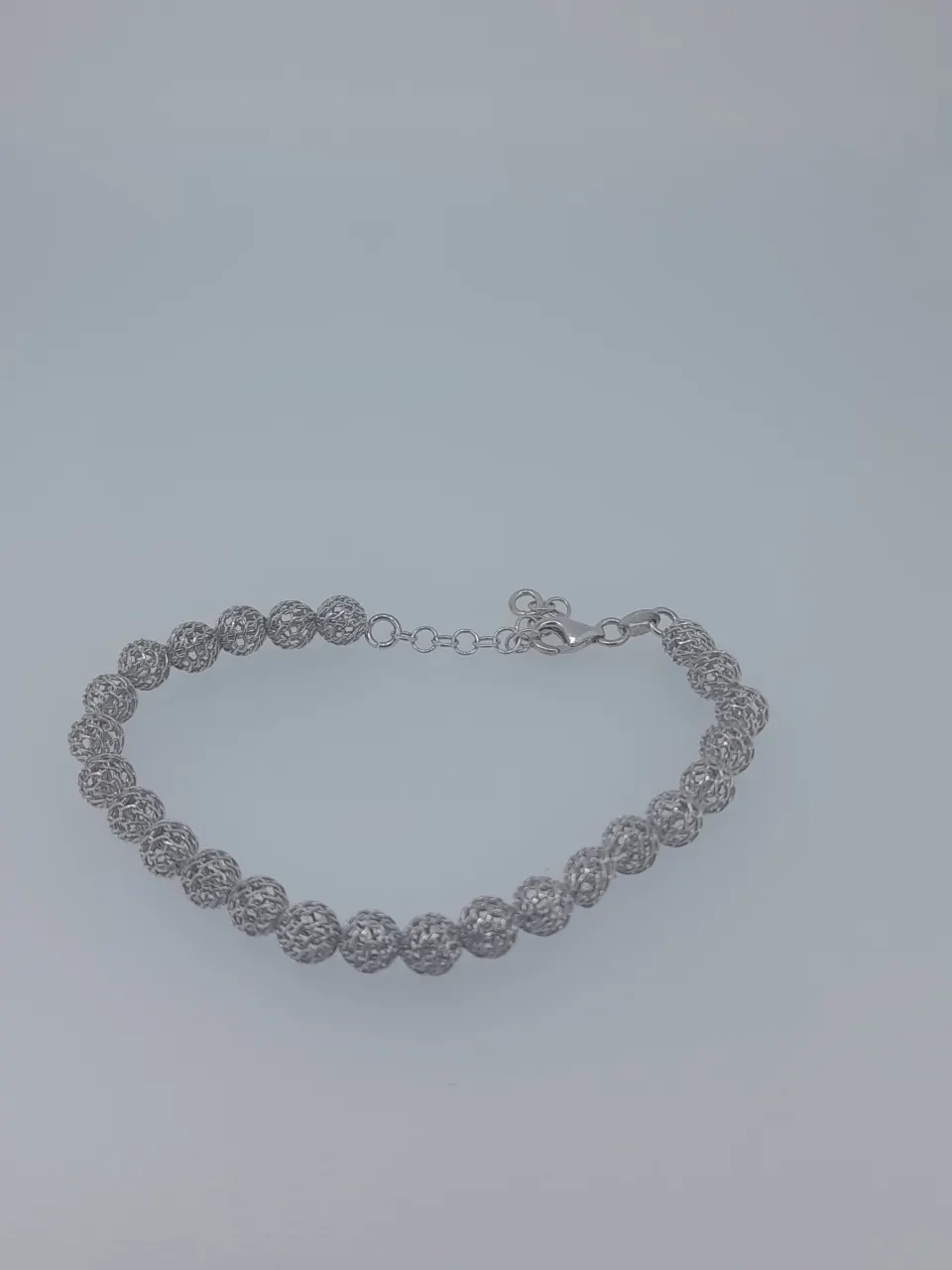 Silver 925 Stamped Pierced Bead Bracelet