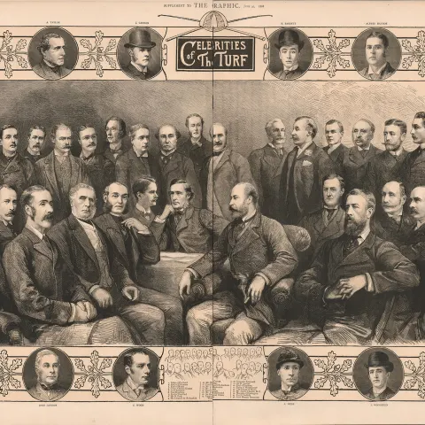 Celebrities of The Turf 1888 Double Page Antique Print